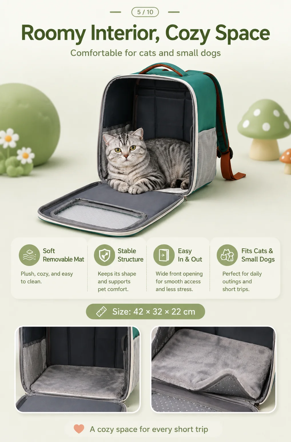 Moorpet Transparent Cat Backpack, All‑Season Breathable Pet Carrier, Portable Dual‑Use Shoulder & Hand Bag for Cats & Small Dogs