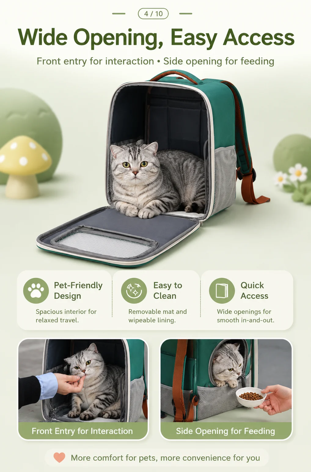 Moorpet Transparent Cat Backpack, All‑Season Breathable Pet Carrier, Portable Dual‑Use Shoulder & Hand Bag for Cats & Small Dogs