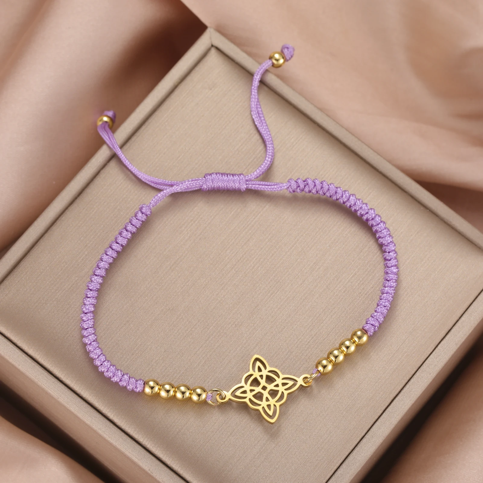 LIKGREAT Irish Witch Knot Bracelet for Women Men Celtics Knot Woven Rope Jewelry Stainless Steel Amulet Talisman Birthday Gift