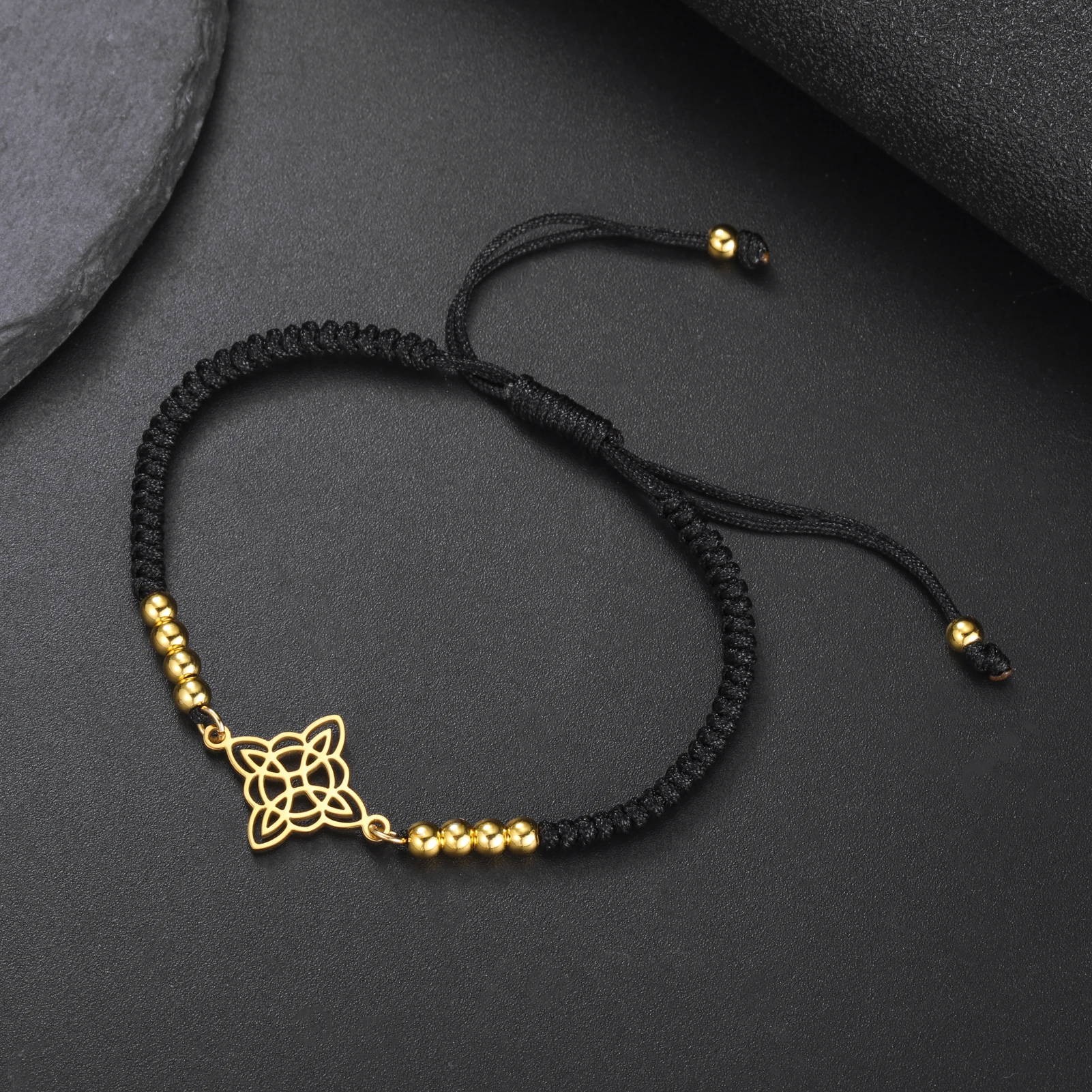 LIKGREAT Irish Witch Knot Bracelet for Women Men Celtics Knot Woven Rope Jewelry Stainless Steel Amulet Talisman Birthday Gift