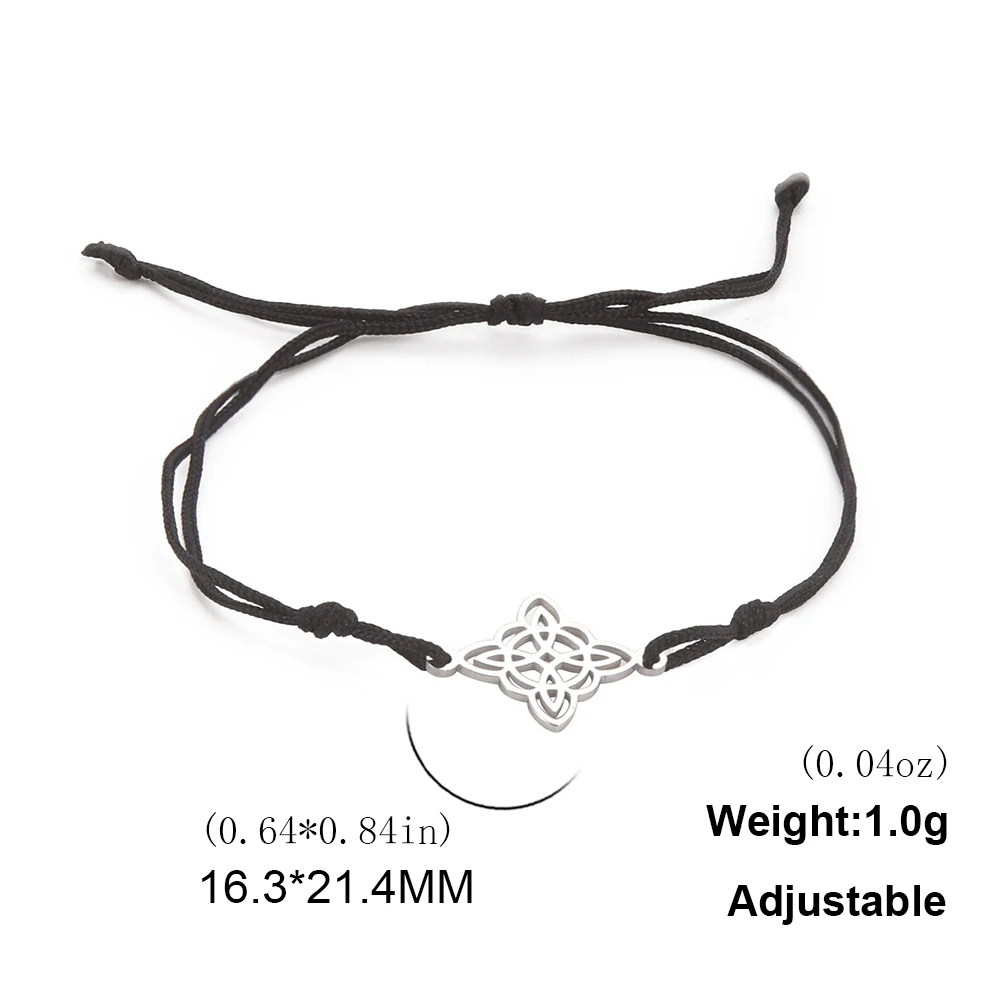 LIKGREAT Irish Witch Knot Bracelet for Women Men Celtics Knot Woven Rope Jewelry Stainless Steel Amulet Talisman Birthday Gift