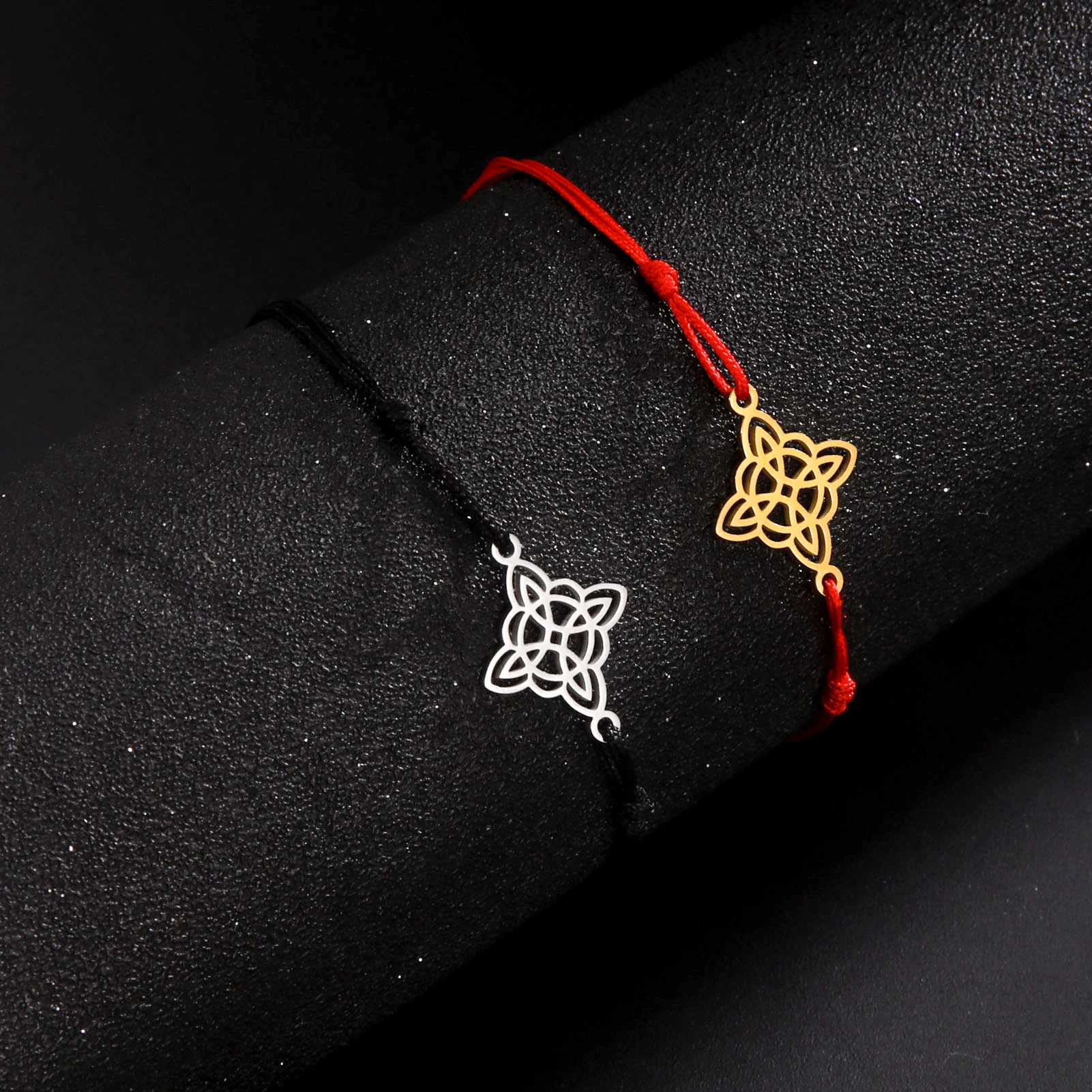 LIKGREAT Irish Witch Knot Bracelet for Women Men Celtics Knot Woven Rope Jewelry Stainless Steel Amulet Talisman Birthday Gift