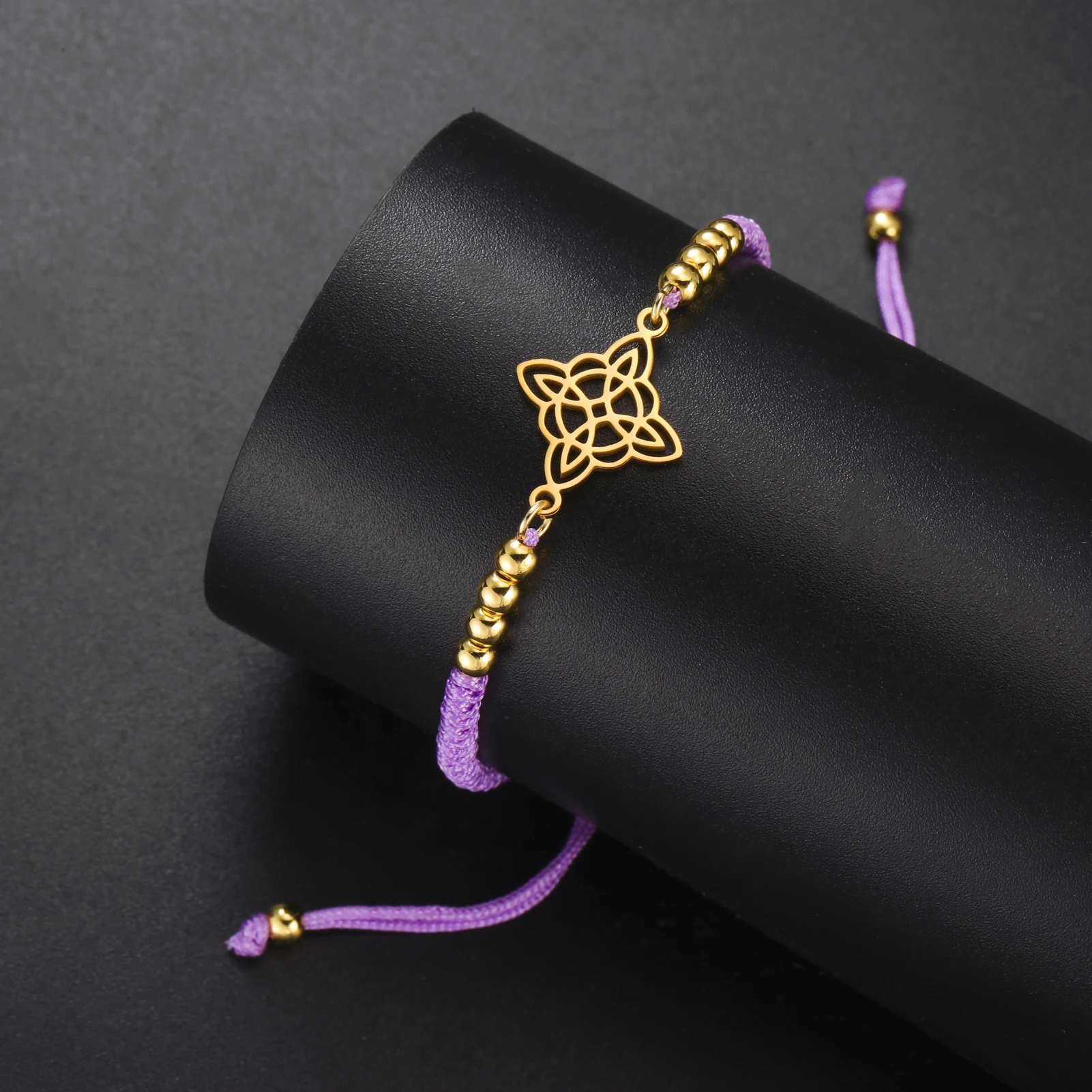 LIKGREAT Irish Witch Knot Bracelet for Women Men Celtics Knot Woven Rope Jewelry Stainless Steel Amulet Talisman Birthday Gift