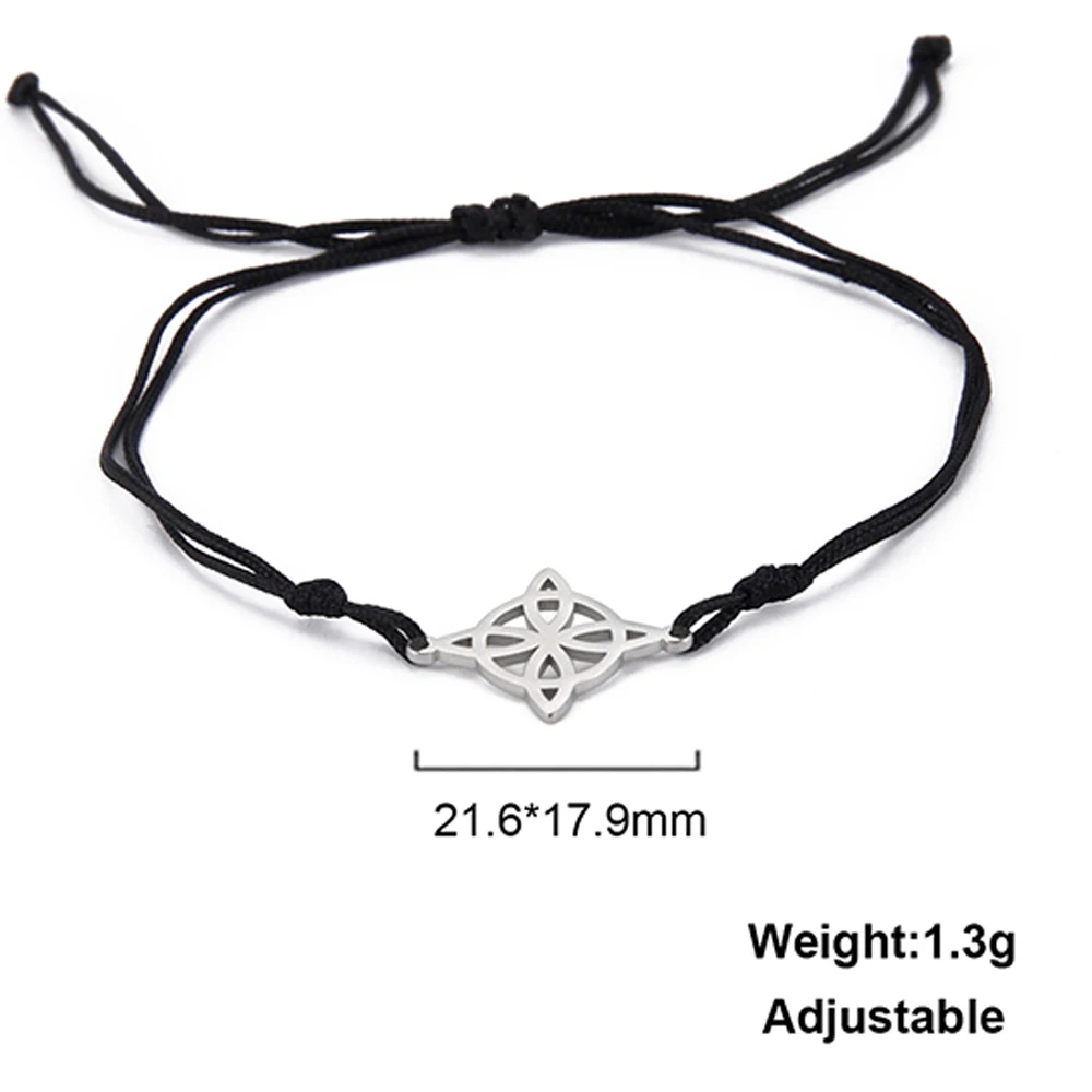 LIKGREAT Irish Witch Knot Bracelet for Women Men Celtics Knot Woven Rope Jewelry Stainless Steel Amulet Talisman Birthday Gift