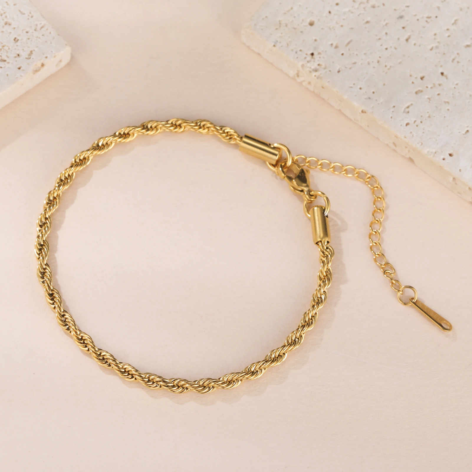Skyrim 3MM Twisted Chain Bracelet Stainless Steel Gold Color Adjustable Bracelets Women Men Couple Jewelry Valentine's Day Gift