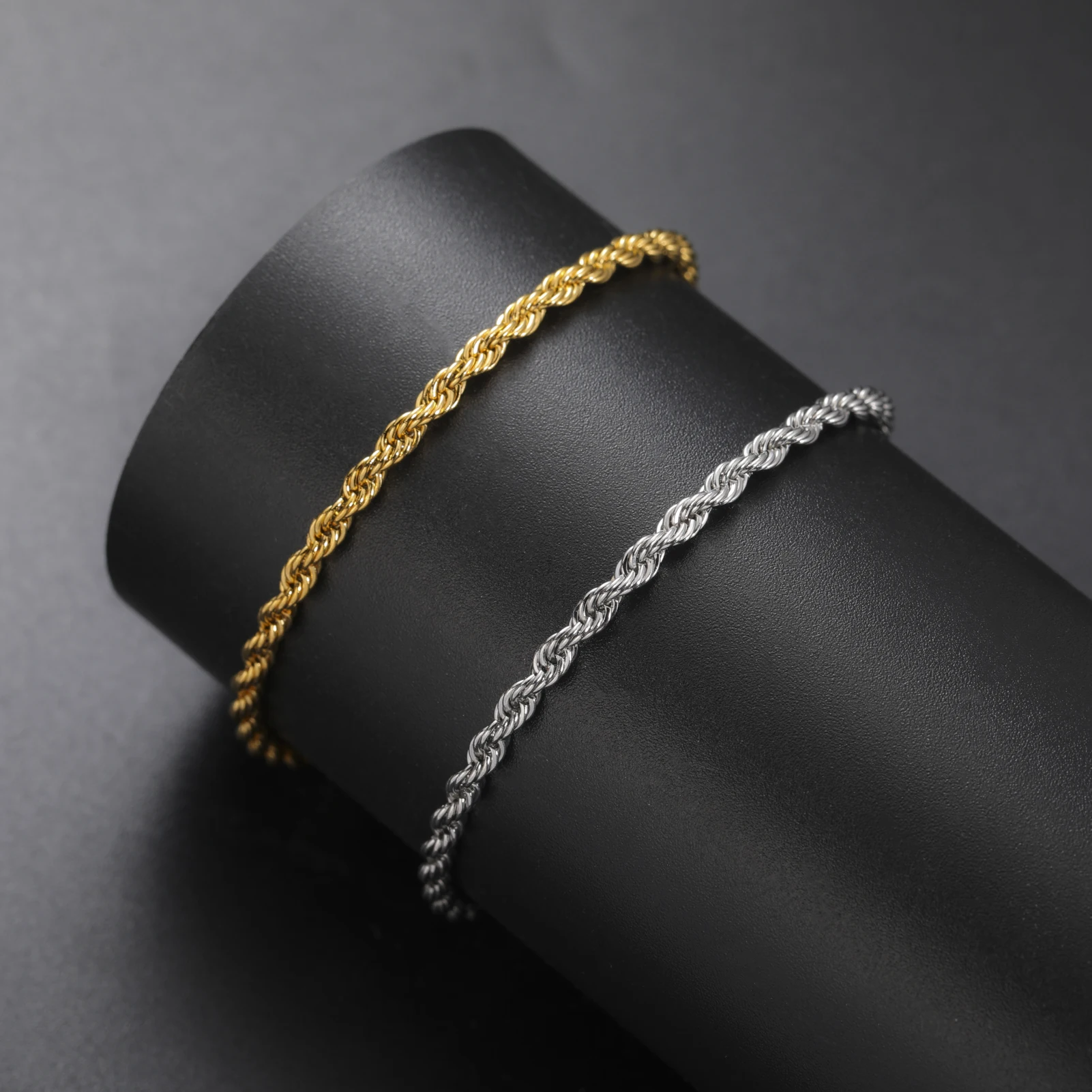 Skyrim 3MM Twisted Chain Bracelet Stainless Steel Gold Color Adjustable Bracelets Women Men Couple Jewelry Valentine's Day Gift