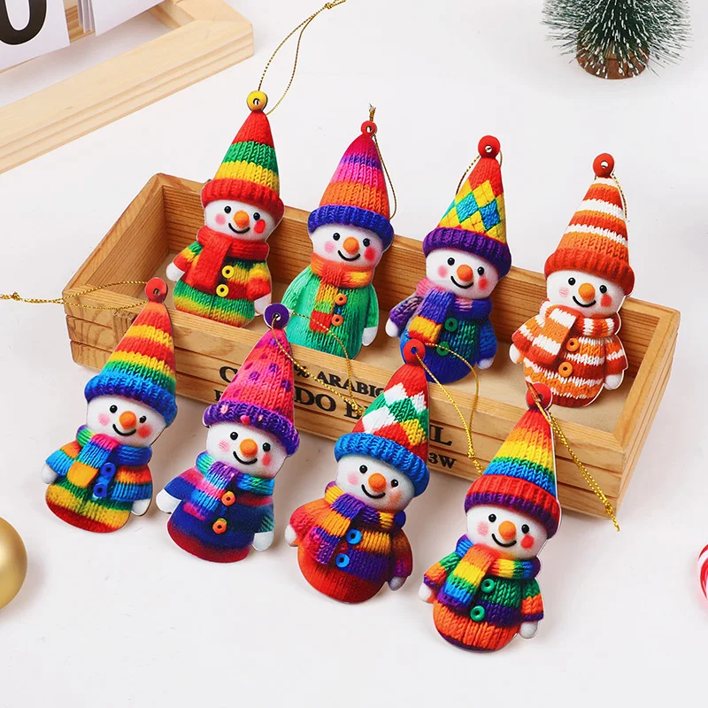 16pcs Cute Snowman Wooden Ornaments Christmas Tree Hanging Pendants For Xmas Party Home Wall Room Decoration 2026 New Year Gifts