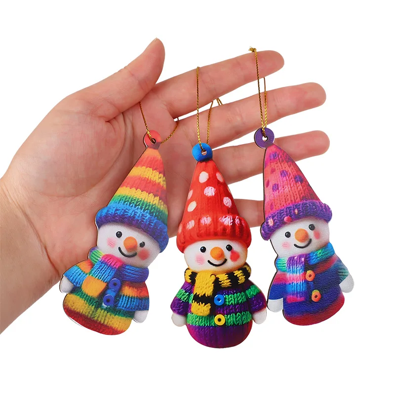 16pcs Cute Snowman Wooden Ornaments Christmas Tree Hanging Pendants For Xmas Party Home Wall Room Decoration 2026 New Year Gifts