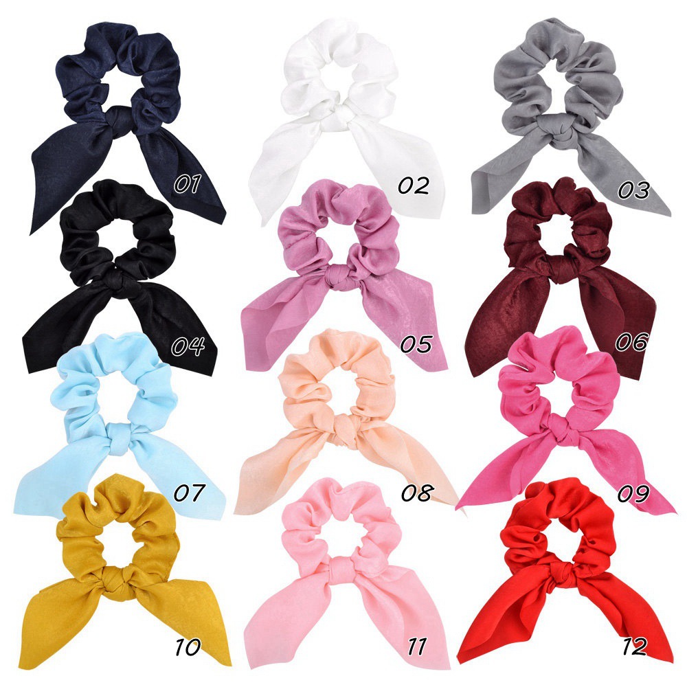 Chiffon Bowknot Silk Hair Scrunchies Women Rabbit Ear Ponytail Holder Hair Ties Hair Rope Rubber Bands Headwear Hair Accessories