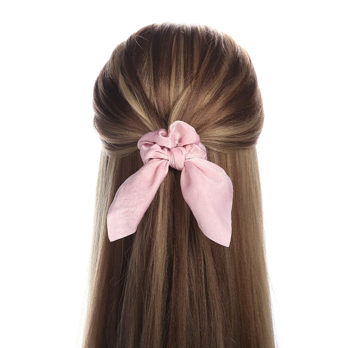 Women Silk Scrunchies Elastic Hair Ties Rabbit Ears Floral Leopard Print Hair Band Ponytail Hair Ropes Girls Accessories