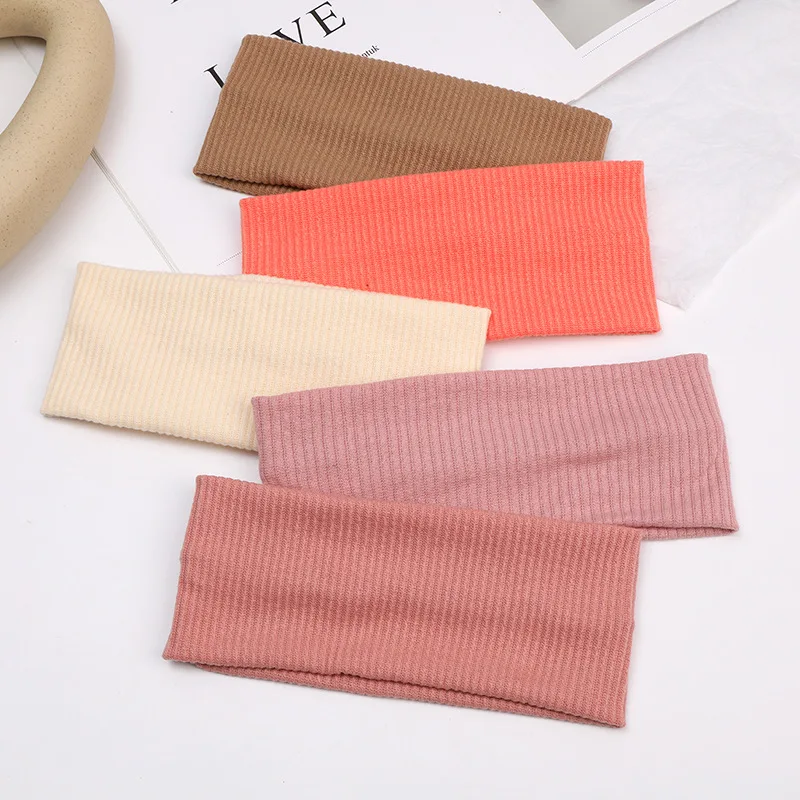 Fashion Knitted Wide Headbands For Women Girls Black Beige Coffee Solid Color Elastic Hairbands Running Cycling Hair Accessories