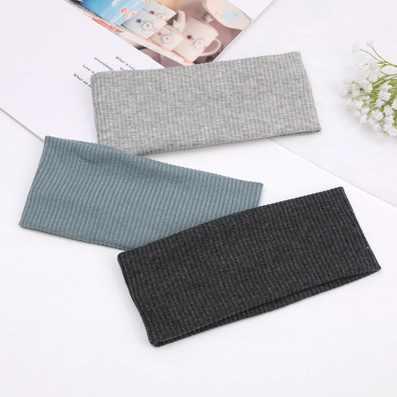 Fashion Knitted Wide Headbands For Women Girls Black Beige Coffee Solid Color Elastic Hairbands Running Cycling Hair Accessories