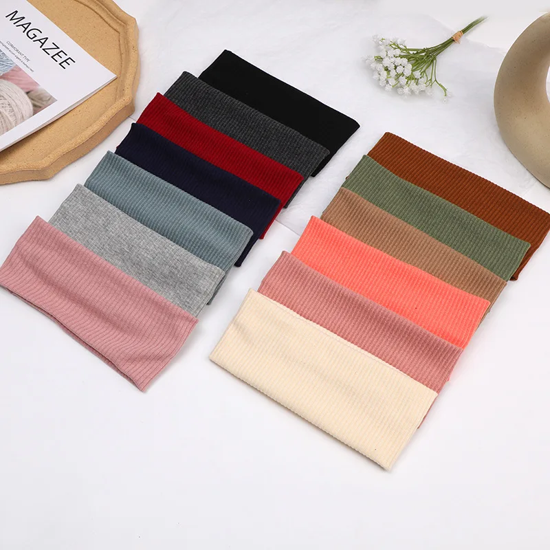 Fashion Knitted Wide Headbands For Women Girls Black Beige Coffee Solid Color Elastic Hairbands Running Cycling Hair Accessories