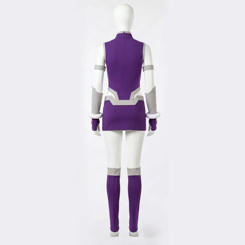Halloween Koriand'r Cosplay Costumes Starfire Adult Women Purple Battle Bodysuit Fantasy Outfits Carnival Role Play Party Suit