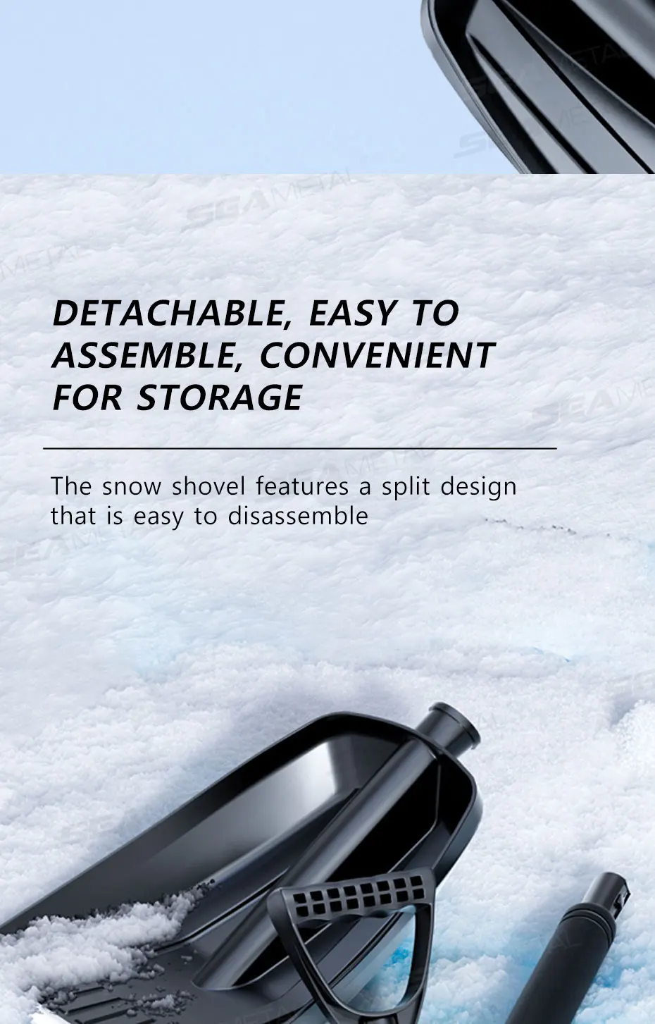 SEAMETAL Detachable Telescopic Winter Snow Ice Shovel Portable ABS Plastic Collapsible Snow Shovel for Outdoor Car Cleaning Tool