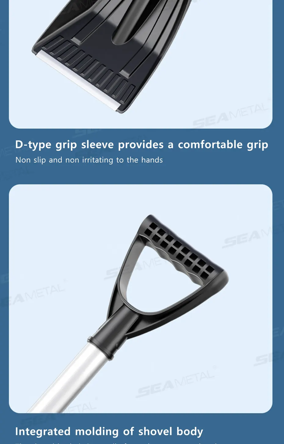 SEAMETAL Detachable Telescopic Winter Snow Ice Shovel Portable ABS Plastic Collapsible Snow Shovel for Outdoor Car Cleaning Tool