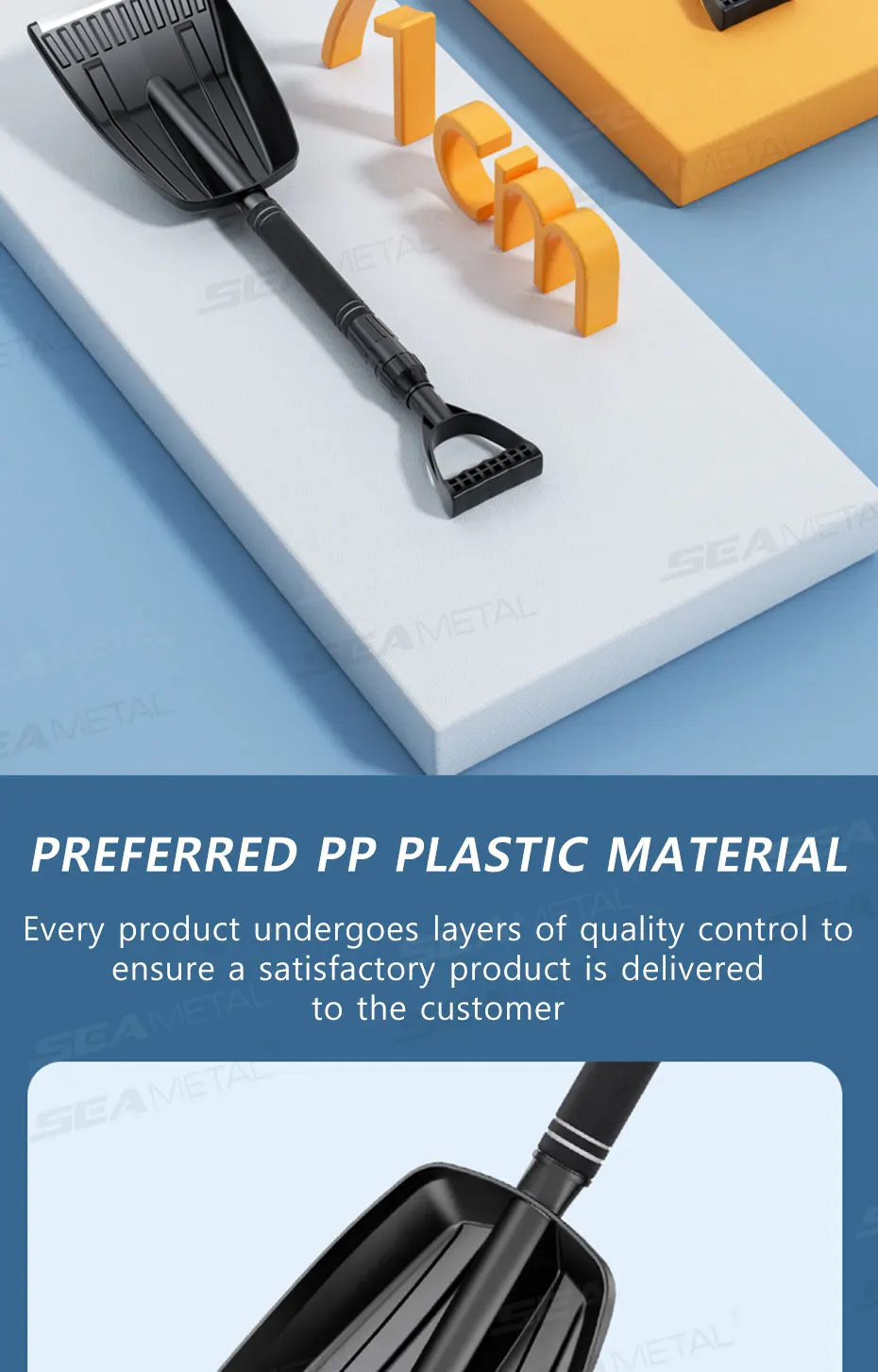 SEAMETAL Detachable Telescopic Winter Snow Ice Shovel Portable ABS Plastic Collapsible Snow Shovel for Outdoor Car Cleaning Tool
