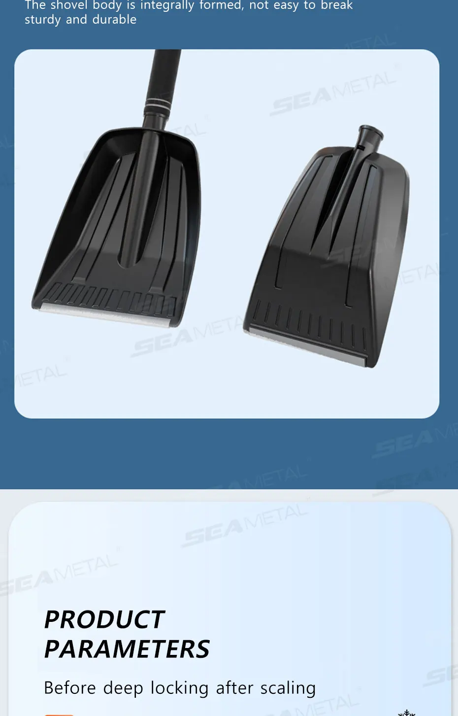 SEAMETAL Detachable Telescopic Winter Snow Ice Shovel Portable ABS Plastic Collapsible Snow Shovel for Outdoor Car Cleaning Tool