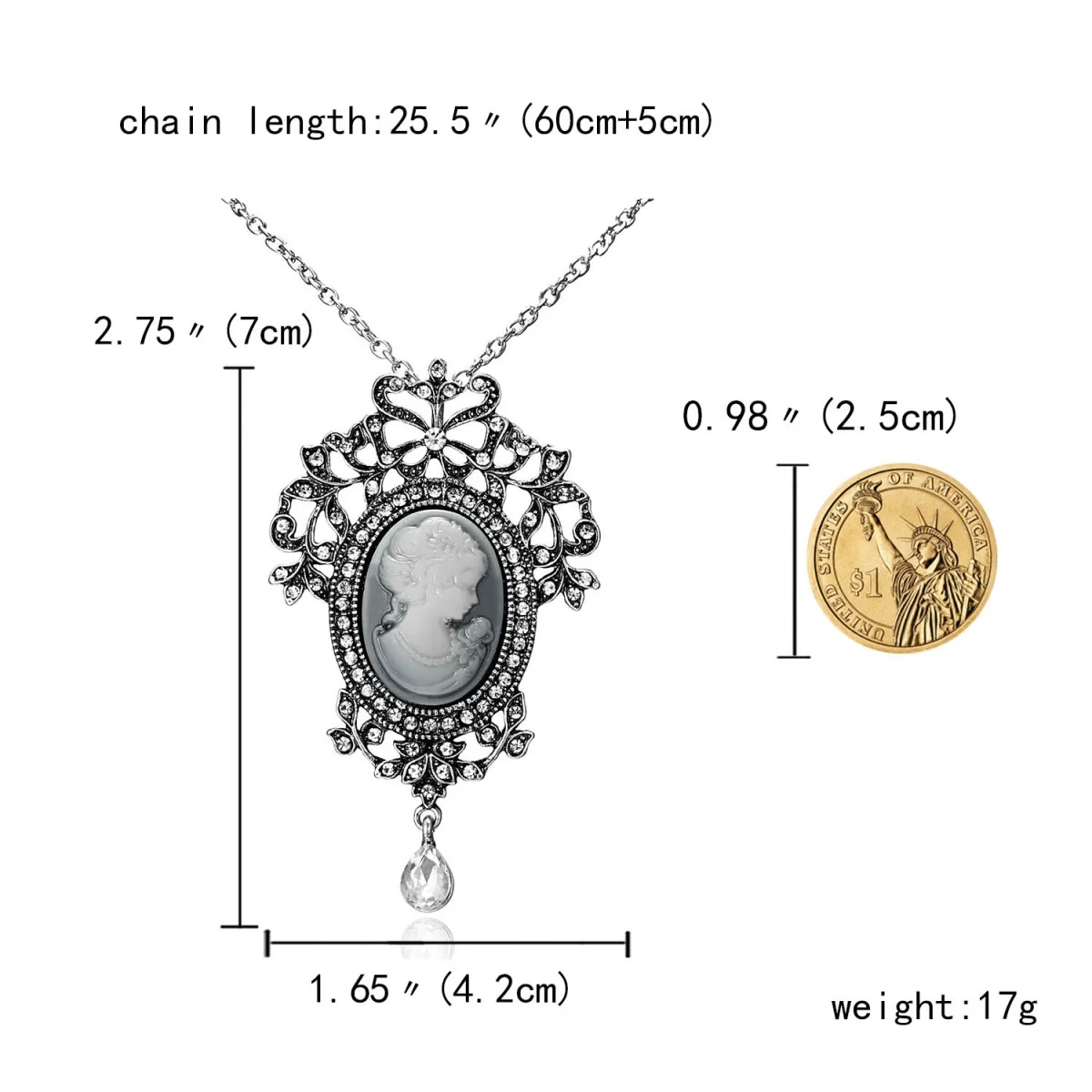 Vintage Cameo Beauty Portrait Pendant Necklace For Women Men Luxury Resin Lady Queen Flower Butterfly Long Sweater Chain Jewelry