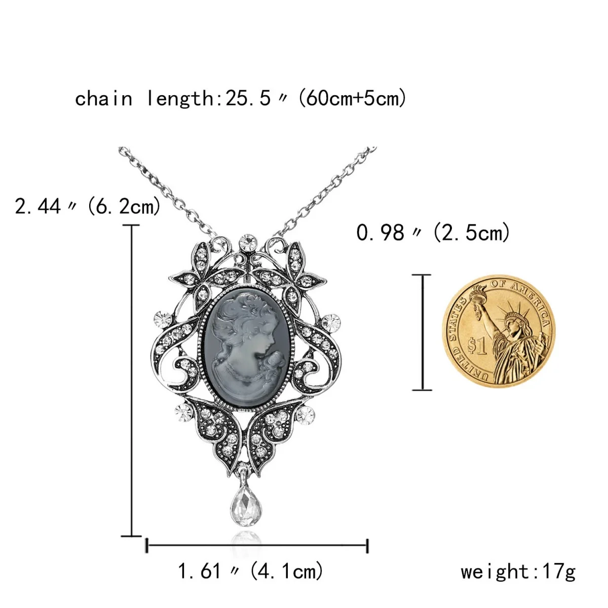 Vintage Cameo Beauty Portrait Pendant Necklace For Women Men Luxury Resin Lady Queen Flower Butterfly Long Sweater Chain Jewelry