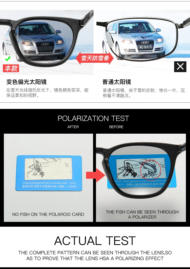 AORON Polarized Photochromic Sunglasses Men /Women Classic Round Sun Glasses TR Frame Aluminum Magnesium Leg