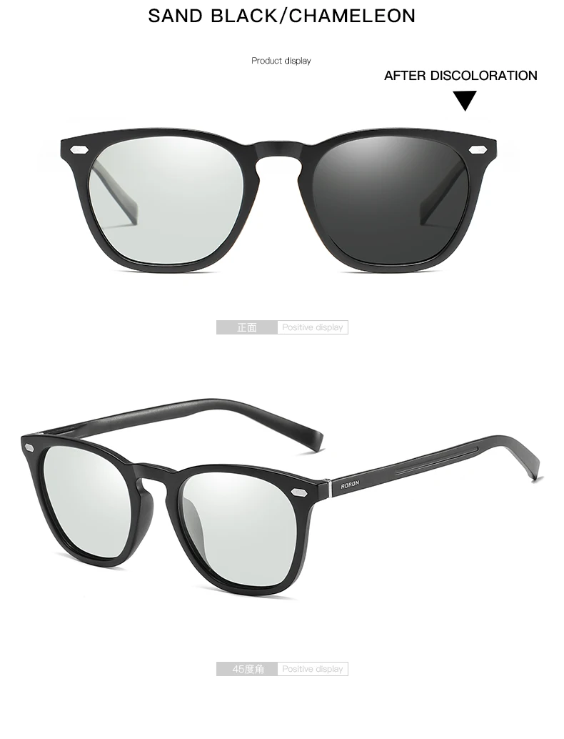 AORON Polarized Photochromic Sunglasses Men /Women Classic Round Sun Glasses TR Frame Aluminum Magnesium Leg
