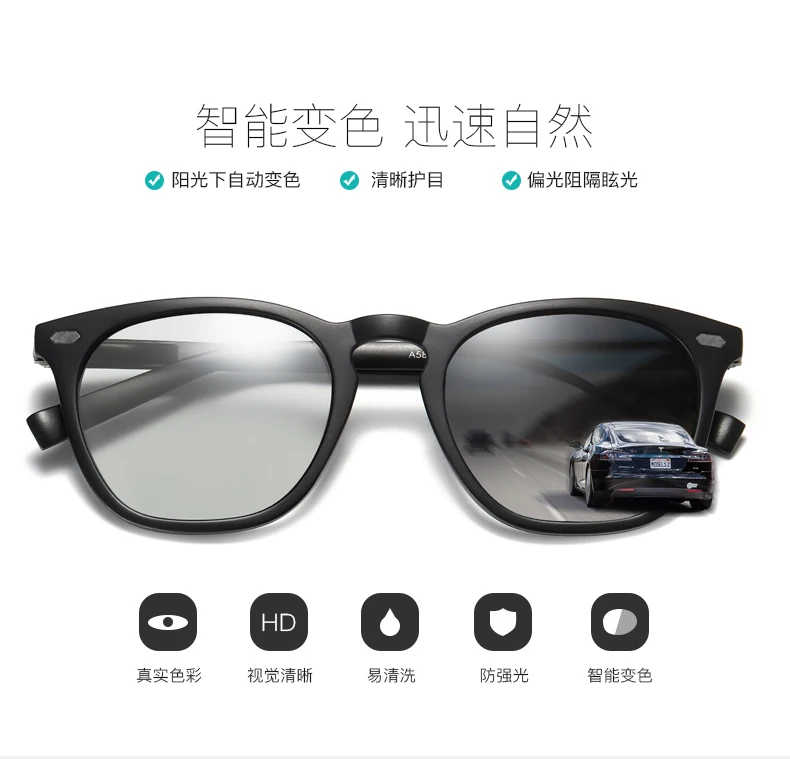 AORON Polarized Photochromic Sunglasses Men /Women Classic Round Sun Glasses TR Frame Aluminum Magnesium Leg