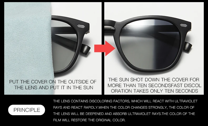 AORON Polarized Photochromic Sunglasses Men /Women Classic Round Sun Glasses TR Frame Aluminum Magnesium Leg