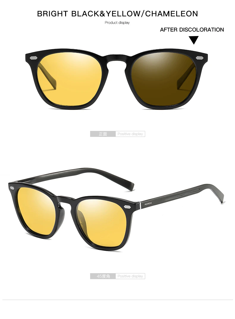 AORON Polarized Photochromic Sunglasses Men /Women Classic Round Sun Glasses TR Frame Aluminum Magnesium Leg