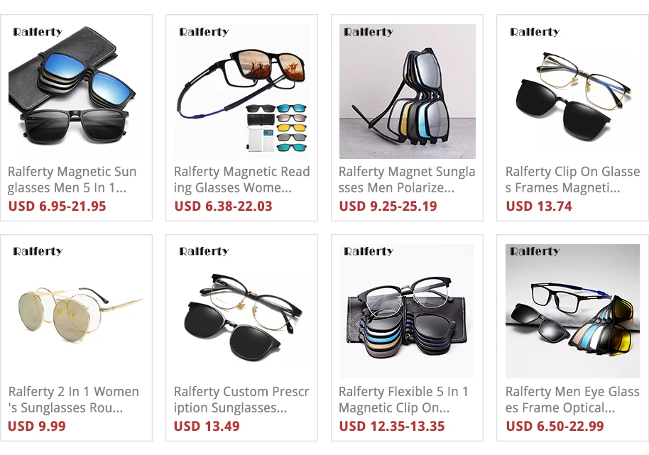 Ralferty Magnetic Reading Glasses Women Men Anti Blue Light Unisex Grade Optical Prescription Sunglasses Anti Slip Chain A2503