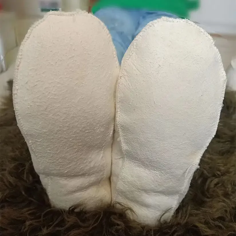 Natural Sheepskin Indoor Slippers Toasty Shoes Barefoot Ergonomic Shearling Real Leather for Men Genuine Leather for Woman