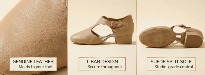 Genuine Leather Stretch Jazz Dance Shoes For Women T Strap Ballet Lyrical Dancing Shoe Teachers's Dance Sandals Excercise Shoe