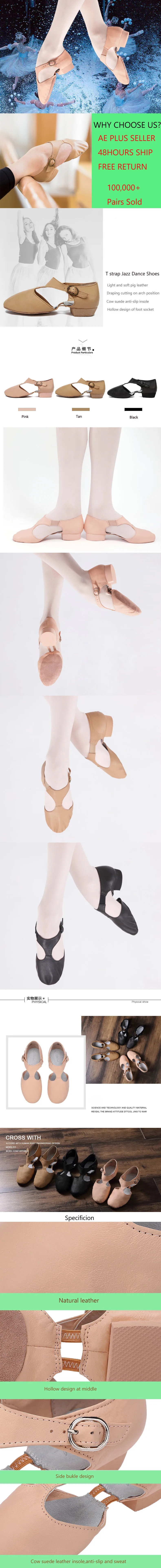 Genuine Leather Stretch Jazz Dance Shoes For Women T Strap Ballet Lyrical Dancing Shoe Teachers's Dance Sandals Excercise Shoe