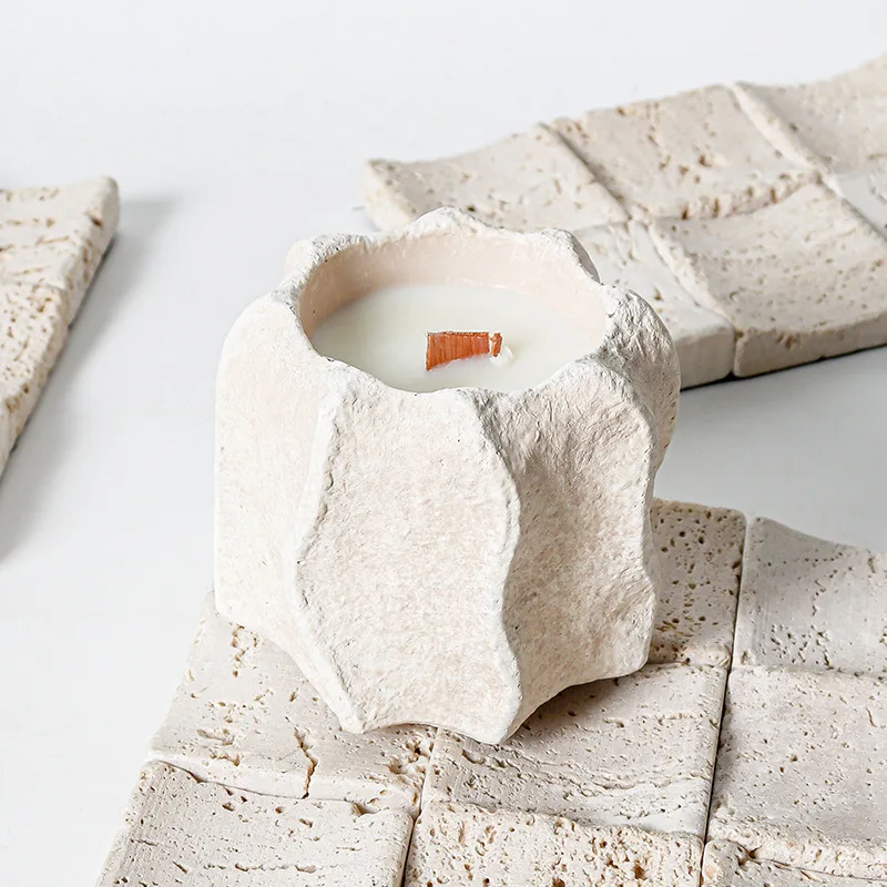 Nordic-Style Wavy Edge Concrete Aromatherapy Candle Cup Mold Artistic Candle Holder Home Decor Ornament Plaster Flower Pot Mold