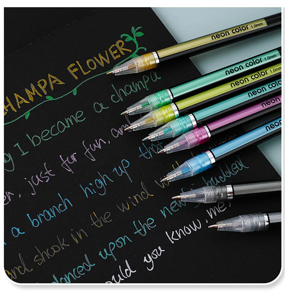 12/24Pcs Metallic Glitter Colors Gel Pens For School Office Adult Coloring Book Journals Drawing Art Markers Promotion Pen