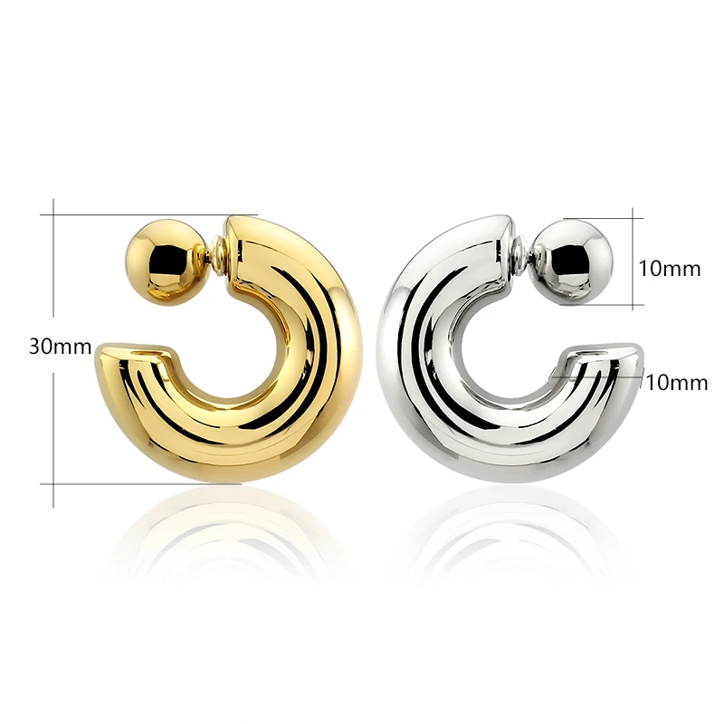 2025 New Fashion Exaggerated Earrings for Women 16K Gold Silver Plated Chunky Ball C Hoop Shaped Earring Stainless Steel Jewelry
