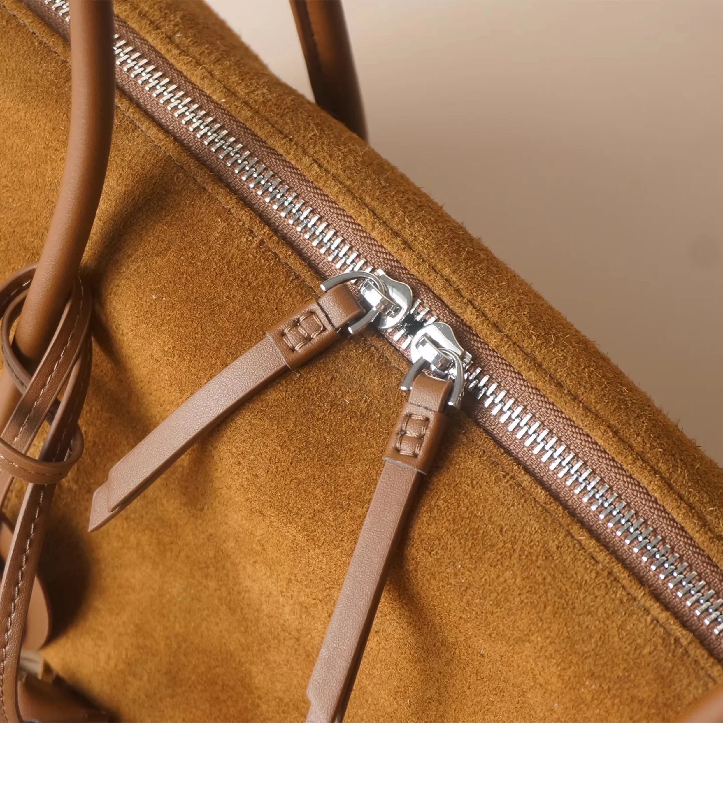 2027 Hot Sale Chic Tassel Design Women Armpit Shoulder Bag Caramel Coffee Color High-end Suede Cow Leather Women Handbag Winter
