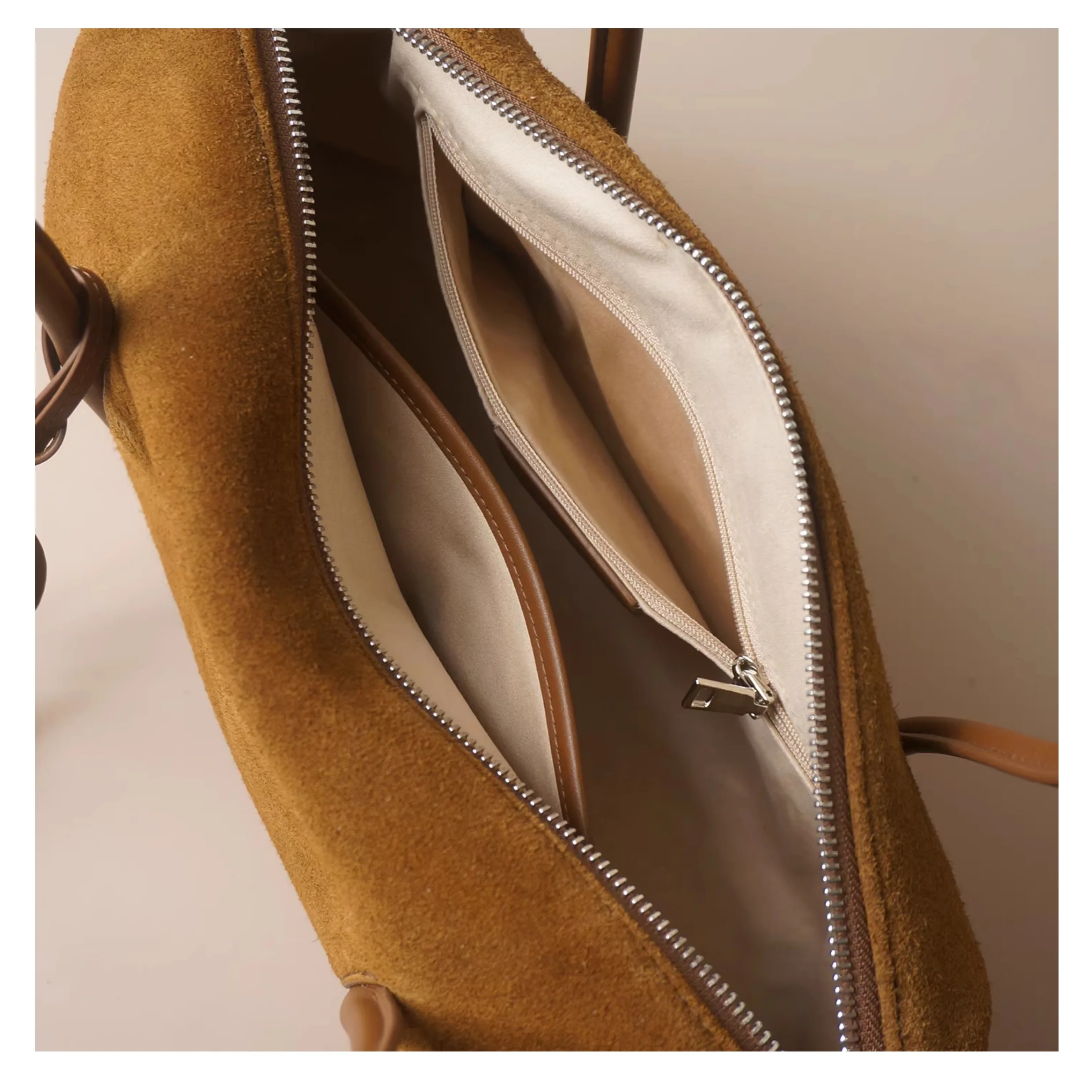 2027 Hot Sale Chic Tassel Design Women Armpit Shoulder Bag Caramel Coffee Color High-end Suede Cow Leather Women Handbag Winter