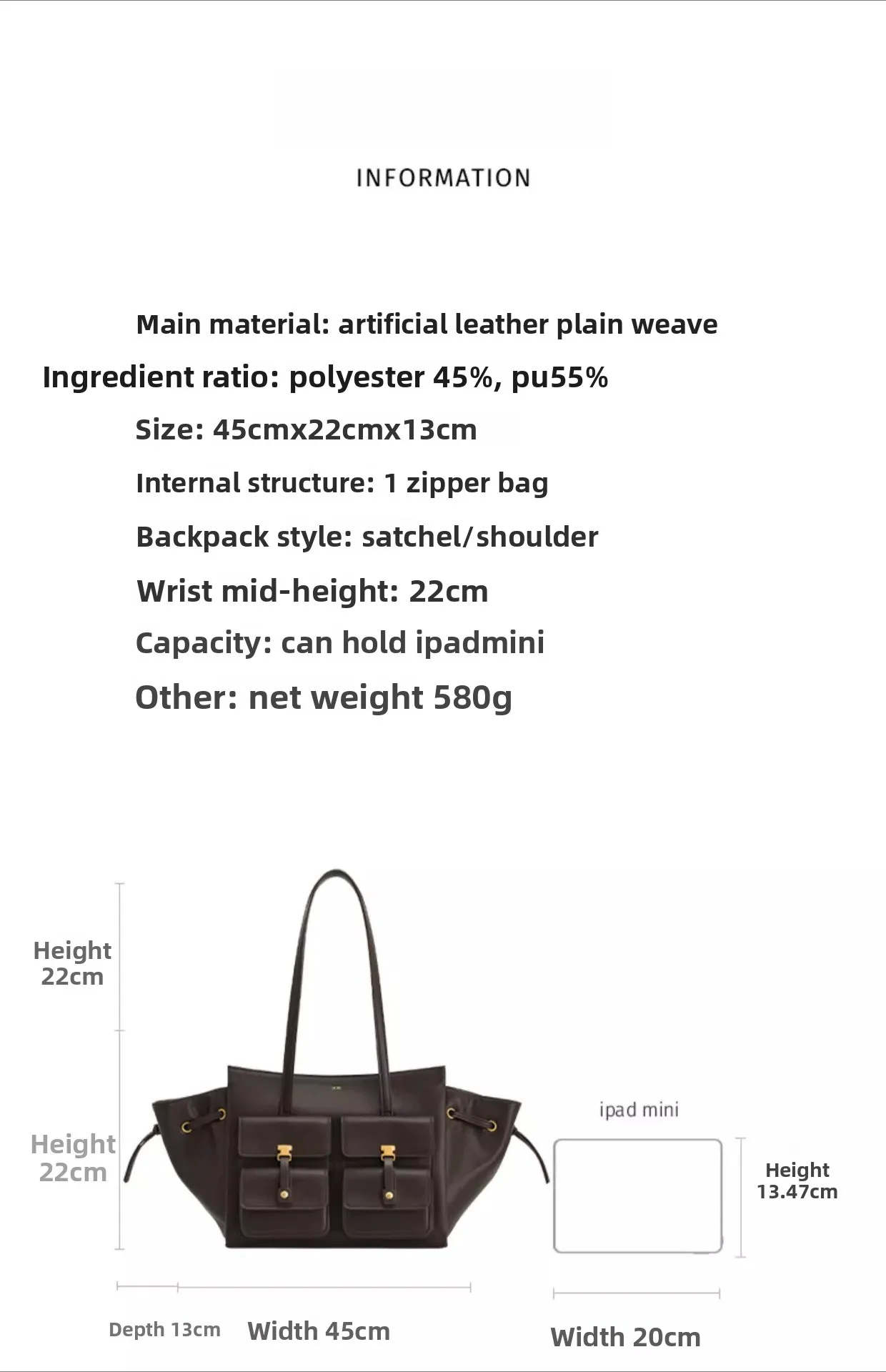 JW PEI Pocket Bag, Tote Bag for Women, Commuter Bag, Large Capacity, Niche Style, Shoulder Bag, Underarm Bag