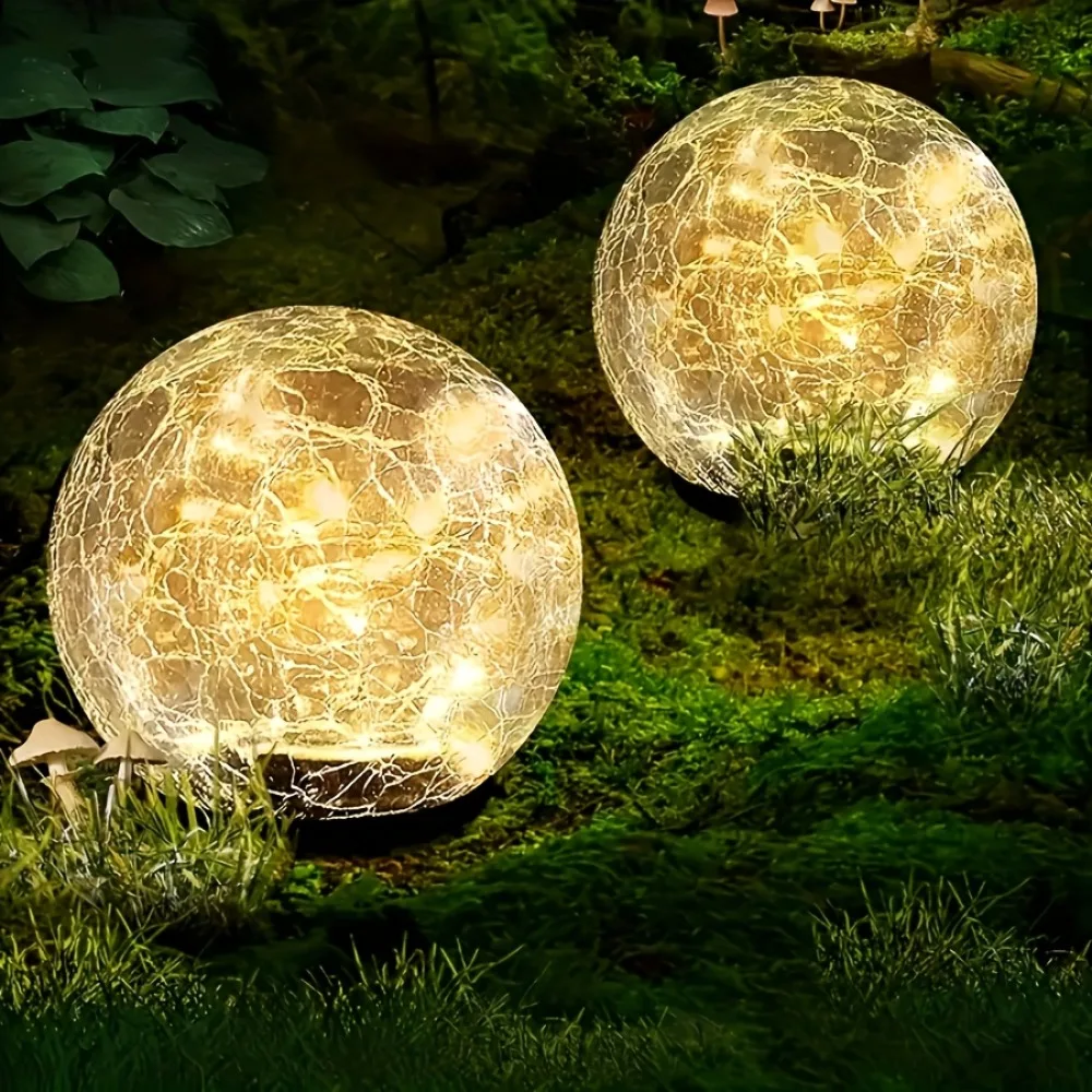 Solar Cracked Glass Ball Lights Outdoor, IP65 Waterproof Color Changing LED Garden Globe Decor for Pathway, Lawn, Patio and Yard