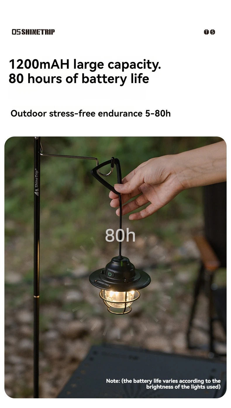 Shine Trip Outdoor Retro Smalldroplight, Campsite Lamp, Atmosphere Lamp, USB Charging Tent Light, LED Camping Hangling Lamp