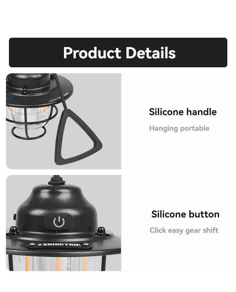 Shine Trip Outdoor Retro Smalldroplight, Campsite Lamp, Atmosphere Lamp, USB Charging Tent Light, LED Camping Hangling Lamp