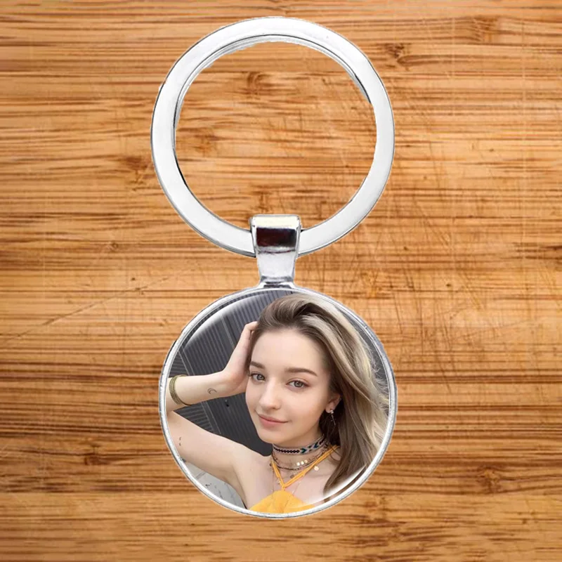 Custom Your Photo Keychain Personalized Daughter Baby Family Best Friend Singer Logo Name Print Glass Car Keyring Gifts