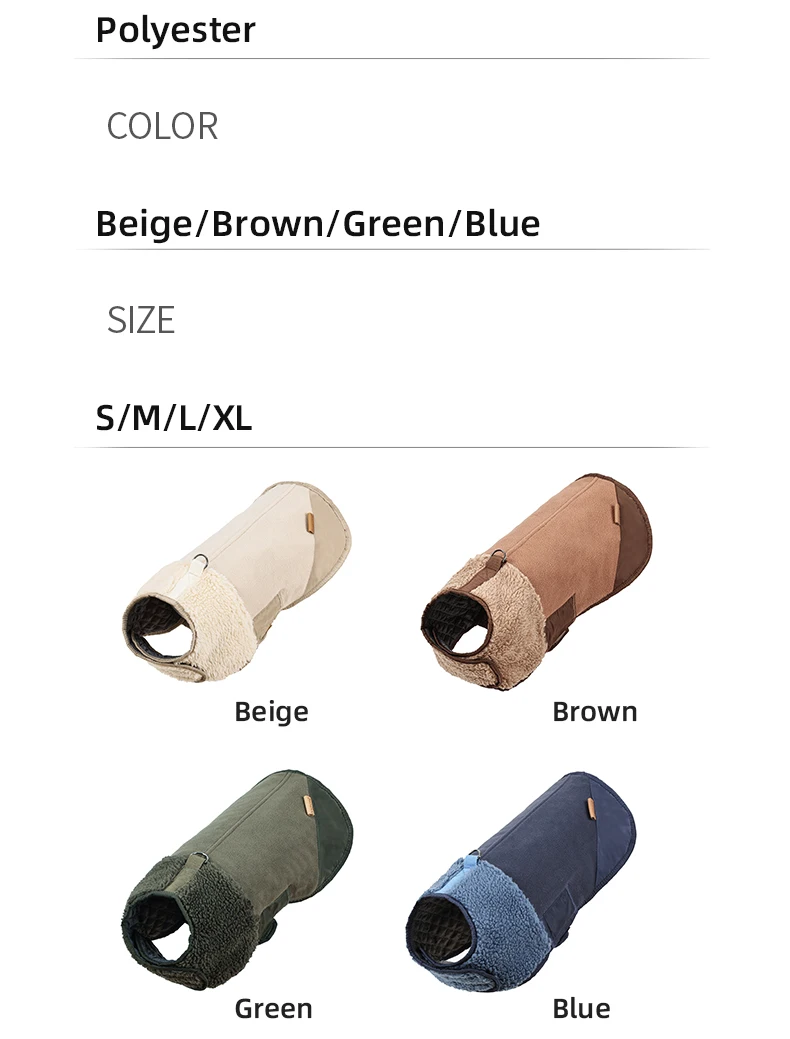 Winter Dog Clothes Warm Sherpa Suede Dog Coat for Small Medium Dog Classical Windproof Fleece Dog Jacket Puppy Chore Coat Outfit