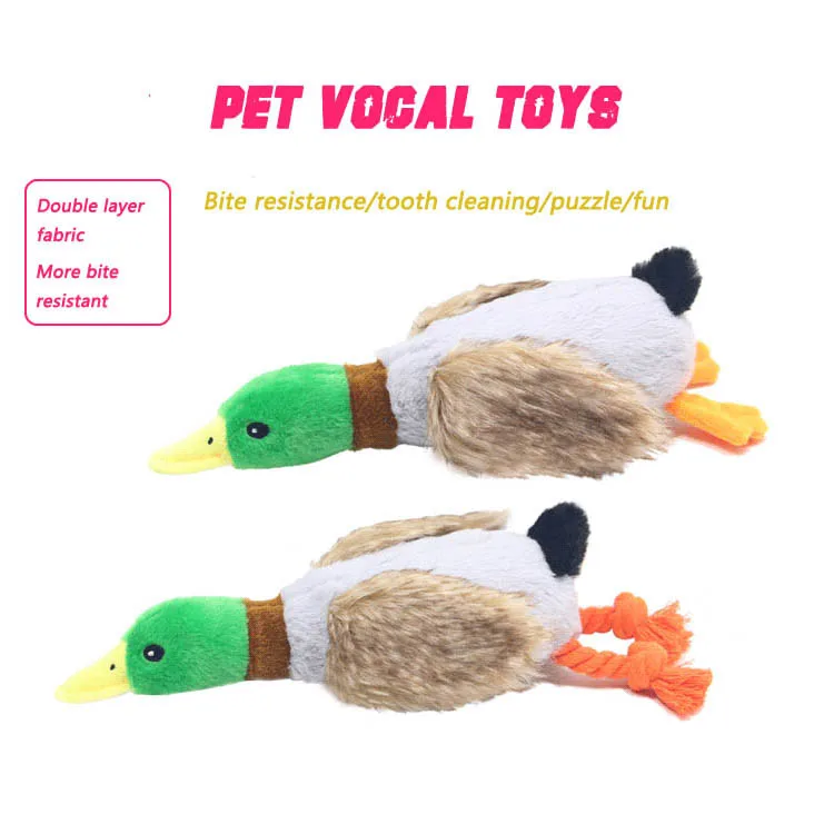 Cute Plush Duck Sound Toy Stuffed Squeaky Animal Squeak Dog Toy Cleaning Tooth Dog Chew Rope Toys