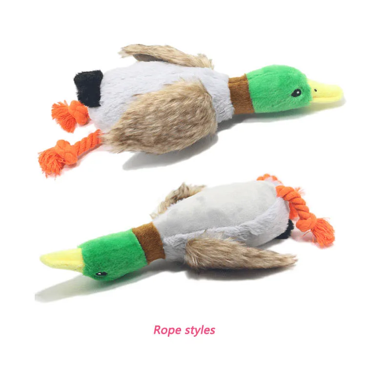 Cute Plush Duck Sound Toy Stuffed Squeaky Animal Squeak Dog Toy Cleaning Tooth Dog Chew Rope Toys