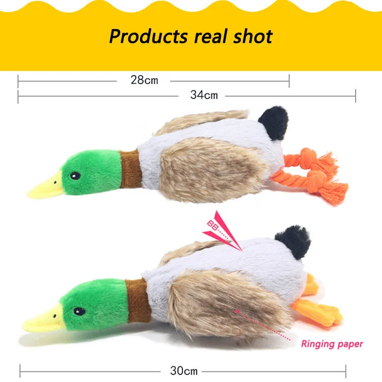 Cute Plush Duck Sound Toy Stuffed Squeaky Animal Squeak Dog Toy Cleaning Tooth Dog Chew Rope Toys