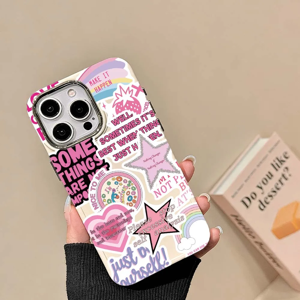 50 Pcs Pink Anti Anxiety Slogan Stickers Coquette Soft Ins Punk Decals For Planner Suitcase Phone Shell Cup Wall Decor