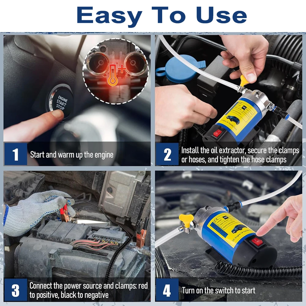 12V Electric Scavenge Suction Transfer Change Pump Oil Transfer Pump 1-4L/min Motor Oil Diesel Extractor Pump For Car