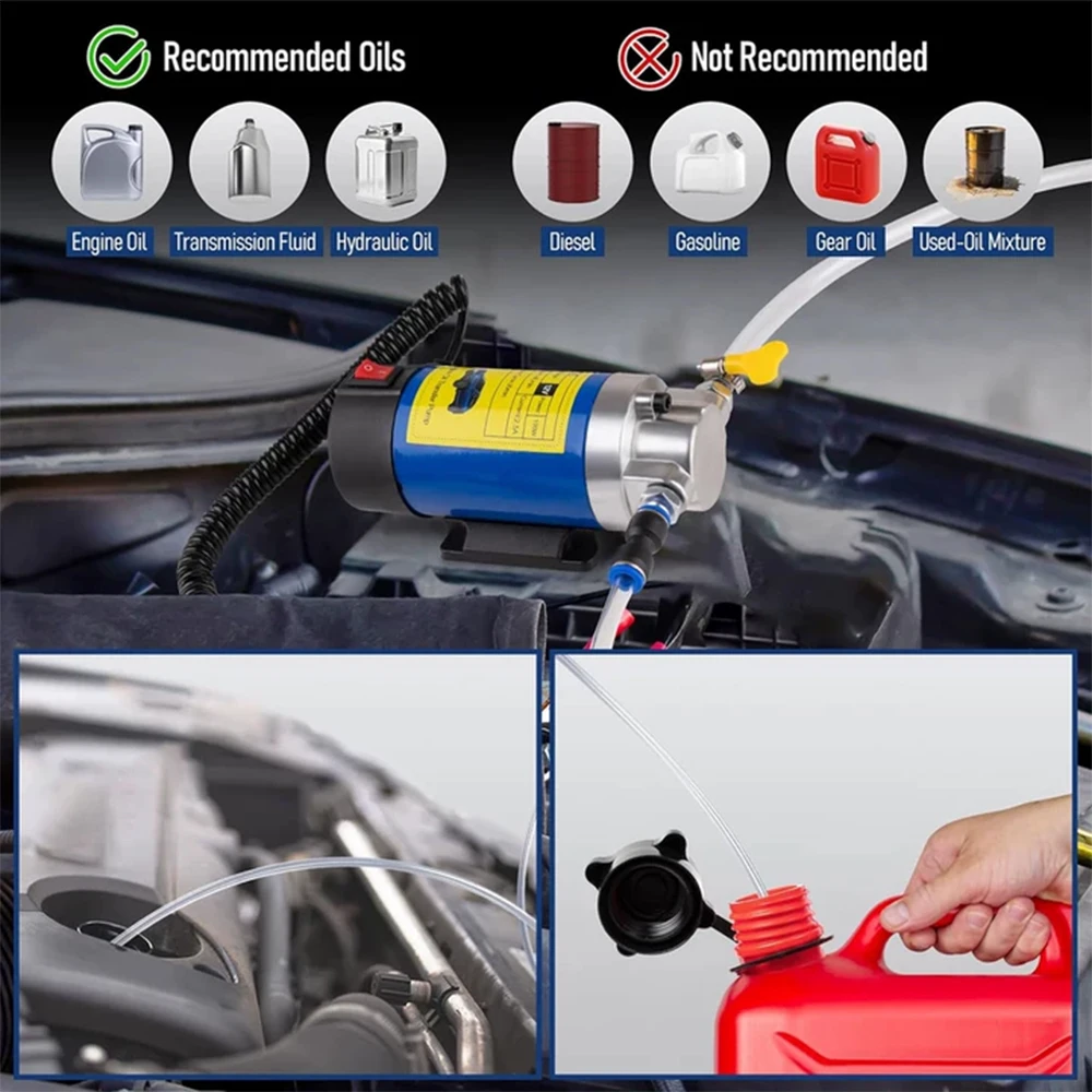 12V Electric Scavenge Suction Transfer Change Pump Oil Transfer Pump 1-4L/min Motor Oil Diesel Extractor Pump For Car